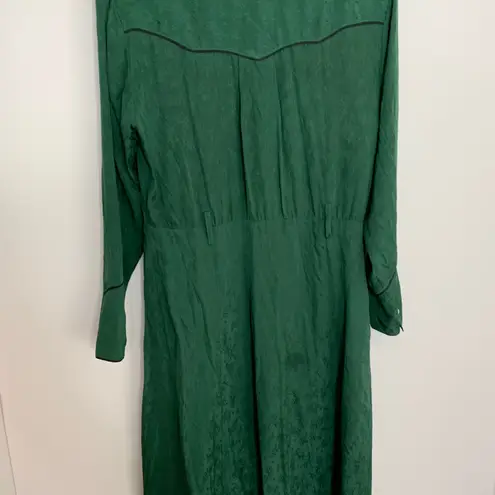 Veronica Beard Spur Western Silk Tie Midi Dress in Green Womens Size 8
