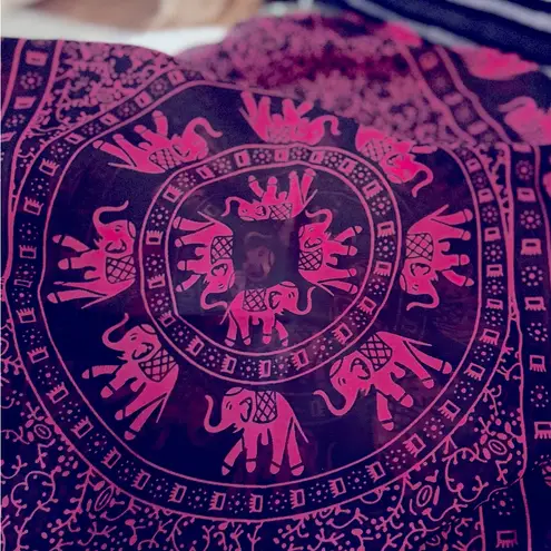 Black and Pink Scarf with Elephants