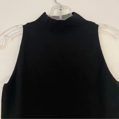 Milly Black Mock Neck Sleeveless Sweater Tank Blouse