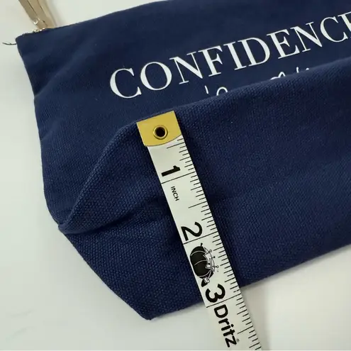 Navy Blue Canvas Makeup Pouch with Inspirational Quote