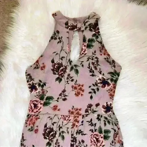 Full Tilt  Purple Floral Keyhole Romper Small