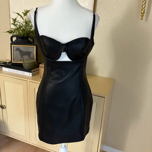 H:ours Doyle Mini Dress Black Faux Leather Size Small