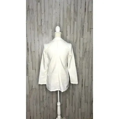 Kan Can Women's White Moto Jacket Size Small Longline Asymmetrical Zip