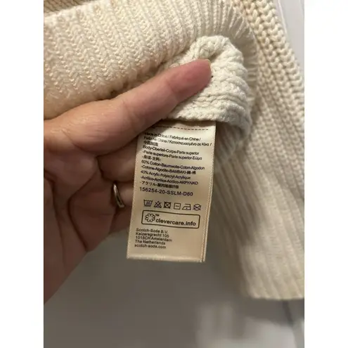 Scotch & Soda Women V Neck Ribbed Sweater Size Preppy Cotton Blend Cream Small