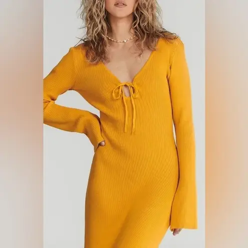Charlie Holiday Mahalia Knit Dress Golden Size Small NWT