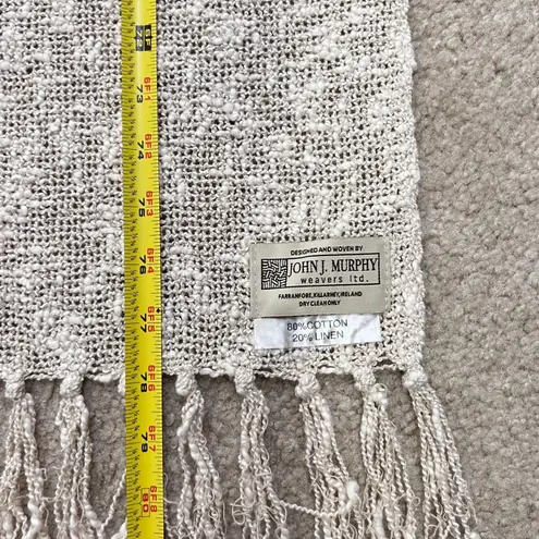 John J. Murphy Ireland Bouclé Scarf Wrap 80%Cotton 20%Linen Neutral Nubby Weave Tan