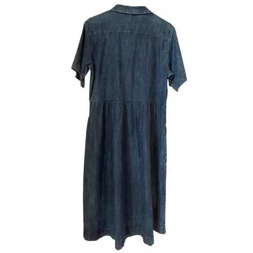Lilla P blue Denim collared midi dress button front short sleeves small