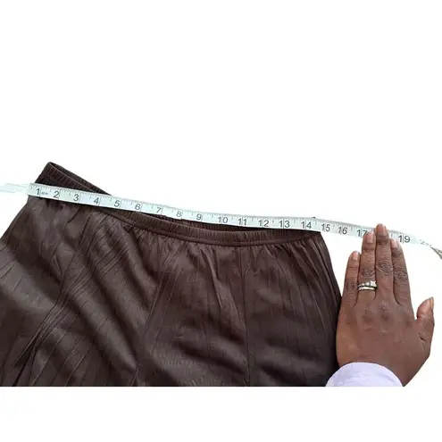 Christopher & Banks Long Flowy Stretchy Chocolate Brown Pleated Maxi Elastic Waist Skirt Size M Boho - Image 5