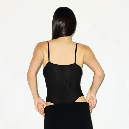 SKIMS Sheer Knit Cami Bodysuit in Onyx, Size X-Small