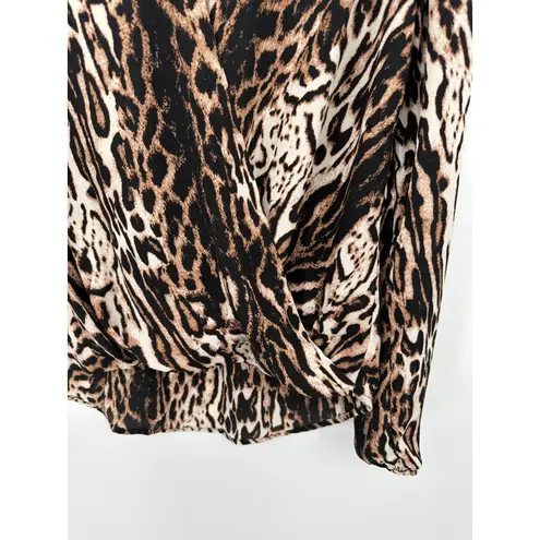 Catherine Malandrino Top Women SMALL Brown White Black Cheetah Print V-Neck