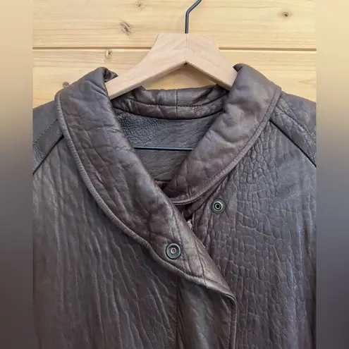 Vintage Vakko Size Small Oversized Soft Chocolate Brown Leather Longline Jacket