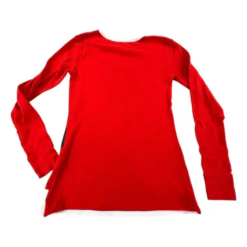 Santa Claus Long Sleeve Shirt Candy Cane Design women's S holiday Christmas Red