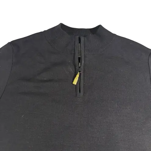 Petite Sophisticate Long Sleeve Collared Black Midi Dress Gold Tassel Sz Small