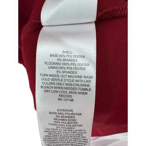 Nina Parker Womens Plus Size 1X Red Embossed Midi Bodycon Dress Long Sleeve