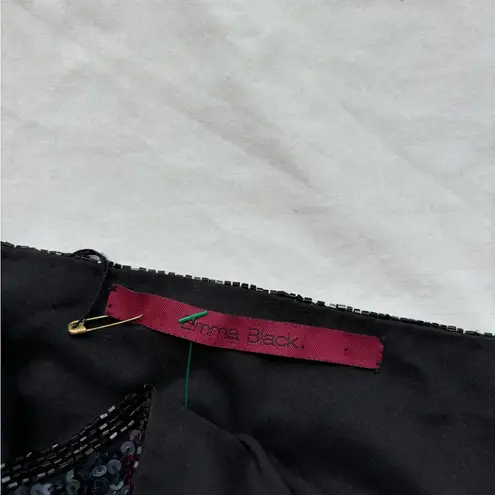 NEW WITH TAGS Emma Black Silk embellished Sequin Halter Crop Top Cami tank top Size 6