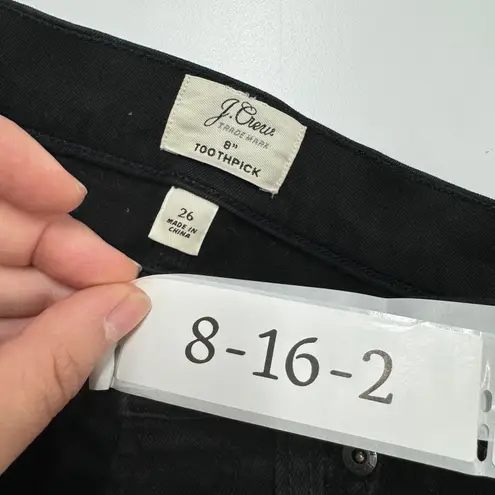 J. Crew Jeans Womens 26 True Black Denim 8" Toothpick Skinny Cotton