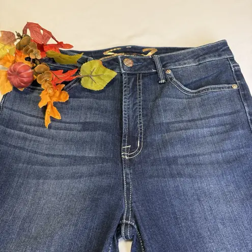 Seven7 Women's Dark Wash Straight Leg Mid Rise Raw Hem Size 10