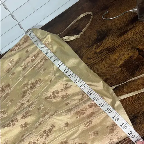 Vintage Silk Deadstock Elegant Gold Sequin Women's Corset Top gold floral Size XL