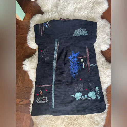 Johnny Was Like New Nahmad dress black embroidered gauze tunic dress