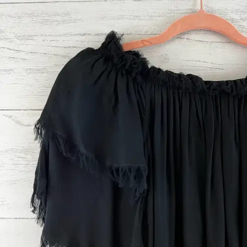 Chaser  Black Off Shoulder Fringe Top Size M