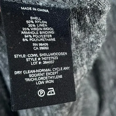 Theory  Sleeveless Mock Cowl Neck Top Gray Linen Wool Blend