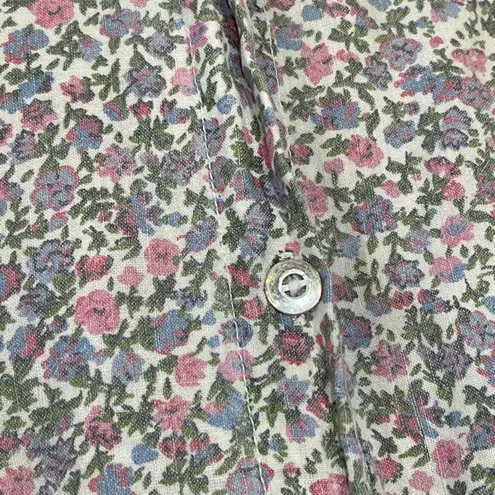 Andrew Sports New York | Vintage 90s Floral Short Sleeve Button Down | Small Blue