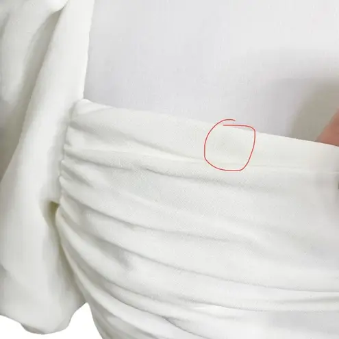 Cinq a Sept Mini Dress Size 10 White Puff Sleeve Cutout Back Women’s