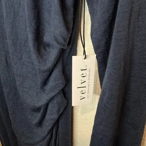 Velvet Tees Velvet Graham & Spencer NWT Navy Long Sleeve Ruched Sheath Dress Bodycon Size L - Image 3