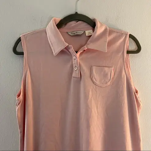 Tommy Bahama  Sleeveless Polo Pink Silk Blend Top Sz L GUC *See Description*