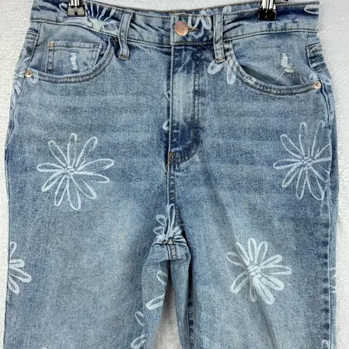 Wild Fable Jeans Size 6 Highest Rise Extreme Flare Light Wash Flowers Raw Hem