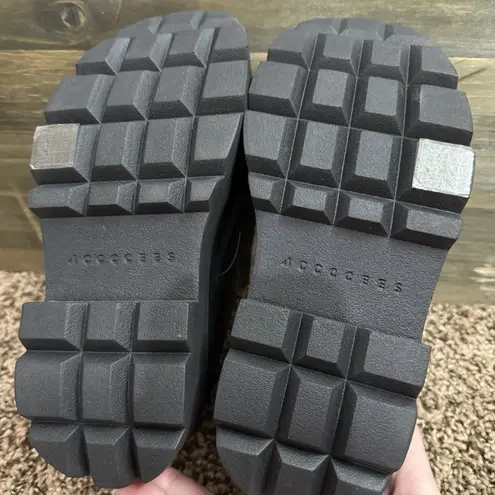 4CCCCEES ESKER ERA Black Womens 37 US 6.5 Chunky Platform Derby Shoes Leather