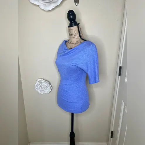 Michael Stars NTM: Cowl Neck Blouse in Medium Blue Color with Ruched Waist Sz OS