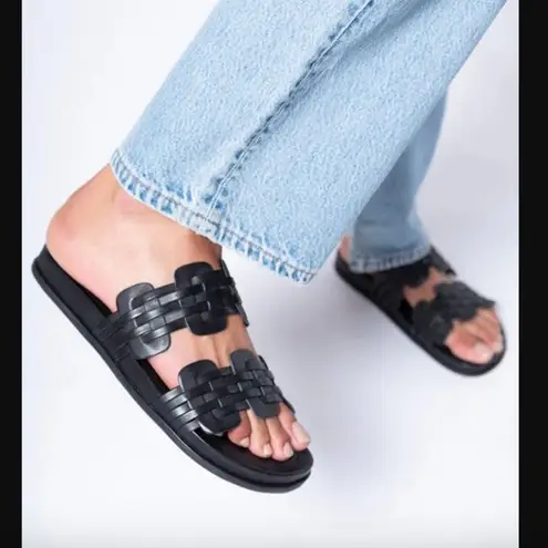 Intentionally Blank Brian Black Leather Slide Sandals 39 / US 8.5