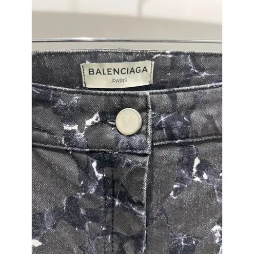 Balenciaga Mid-Rise Skinny Leg Jeans Abstract Print Sz 42