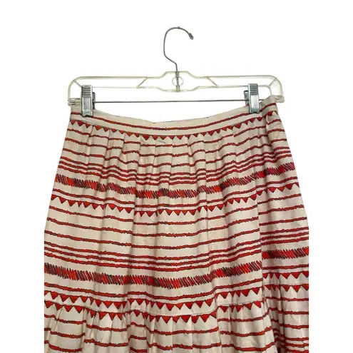 Tracy Reese Hope for Flowers Stripe Tiered Skirt Size Small Midi White Red Boho