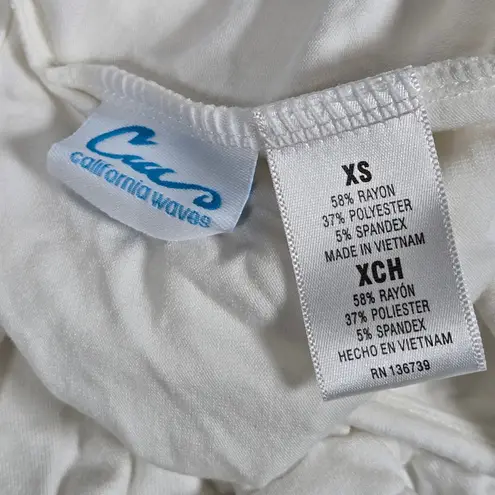 California Waves Romper Swimsuit Cover Up Drawstring Waist Arctic White XS NWT