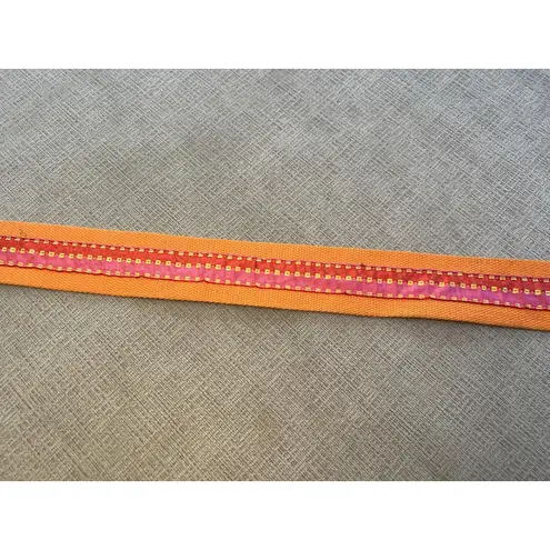 Handmade Bohemian Canvas Belt Womens One Size Double Prong Grommet Orange