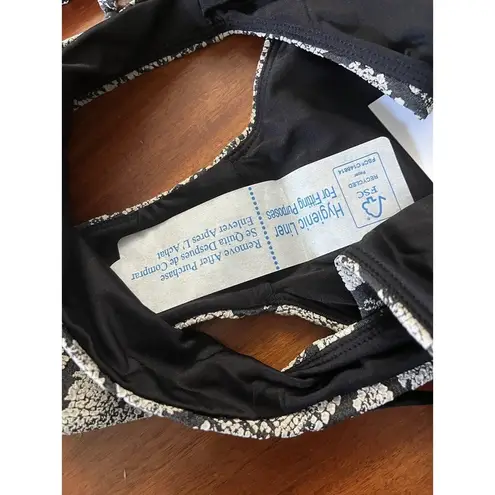 ANDIE NWT Swim Snakeskin Triangle String Bikini Top Riviera Bikini Bottom Small