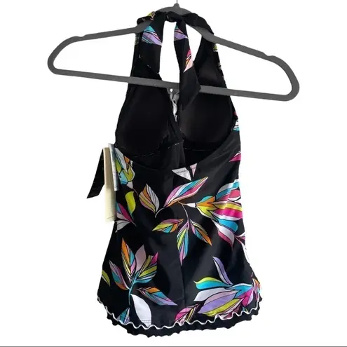 New! Profile by Gottex Monaco Halter Tankini Top Black Size 8