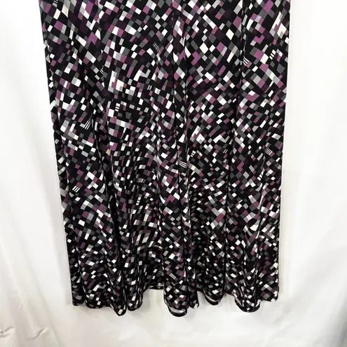 Jessica Howard Plus Size 22W Midi Dress Purple Black Geometric Sleeveless 1653