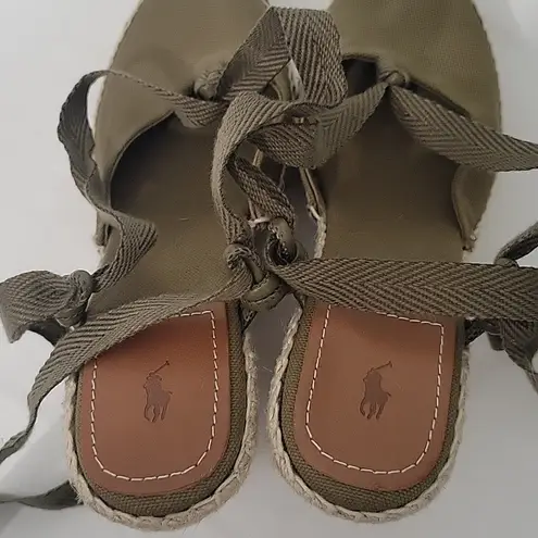 Ralph Lauren Olive Green Espadrille Wedge Sandals Size 7 New
