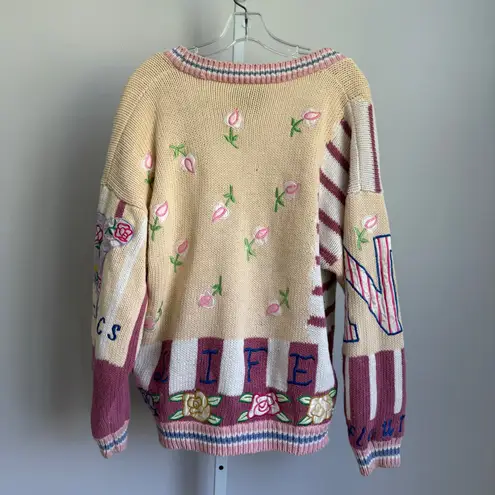 NY Jeans Absolutely No! Jeans Vintage Cardigan Embroidered Grandma Core Sweater One Size