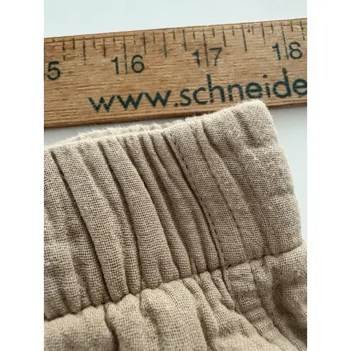 Coldwater Creek Wide Leg Gauze Cropped Pants Size Large Tan Lagenlook Beach Vaca