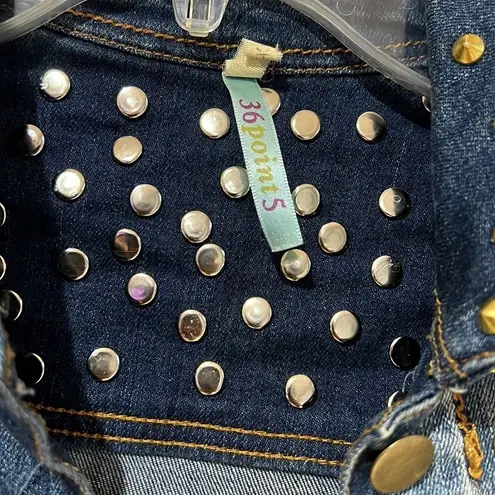 36.5 36 point 5 Gold Studded Jean Jacket Denim Coat Size XS