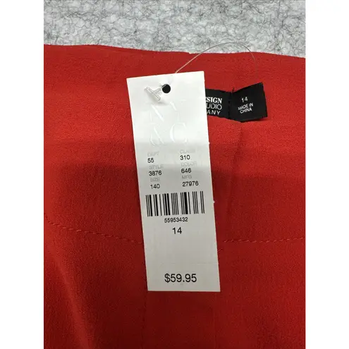 Avenue 7th New York And Company Women's Pant 14 Red W/Belt Straight Leg Polyster