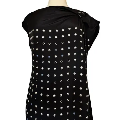See By Chloe Jersey Black Dress Studded Abstract Design Cap Sleeves Shift 6 /42