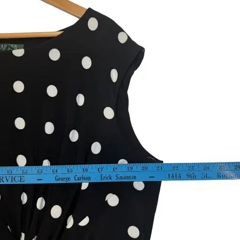 Ralph Lauren Lauren  Polka Dot Twist Front Sheath Dress Classic Old Money 18W NEW