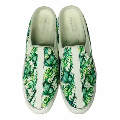 Easy Spirit  Traveltime Leather Tropical Palms Comfort Slip On Sneakers Clogs 11