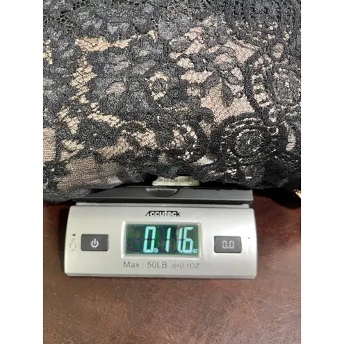 Black Lace Midi Skirt Lined Tiered Ruffle Hem Elastic Waist Size XS