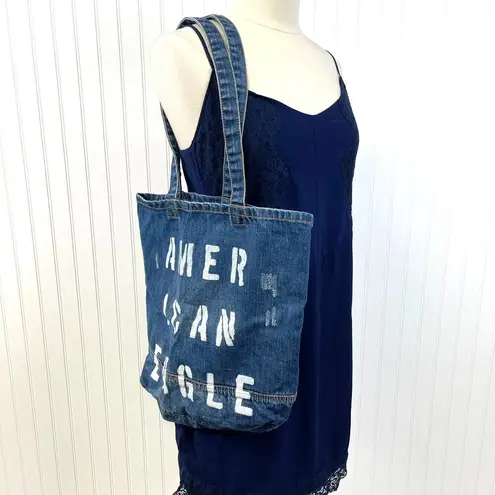 American Eagle  Outfitters Denim Tote Bag Classic Beach Travel School Bookbag